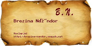Brezina Nándor névjegykártya